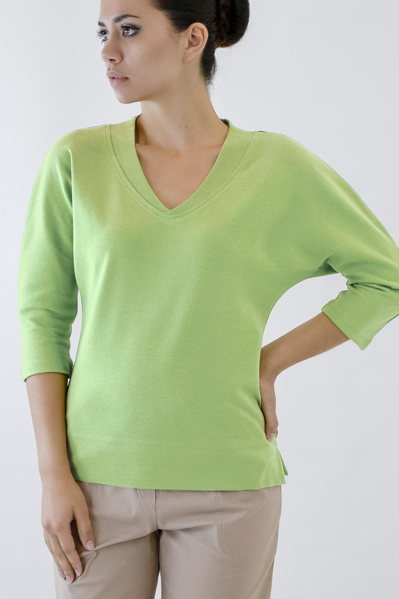 Batwing Top with 3/4 Length Sleeve & Crossover V-Neck CK-12