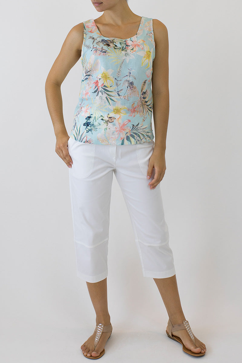 Bedarra 7/8 Length Pants in Cotton Elastine.