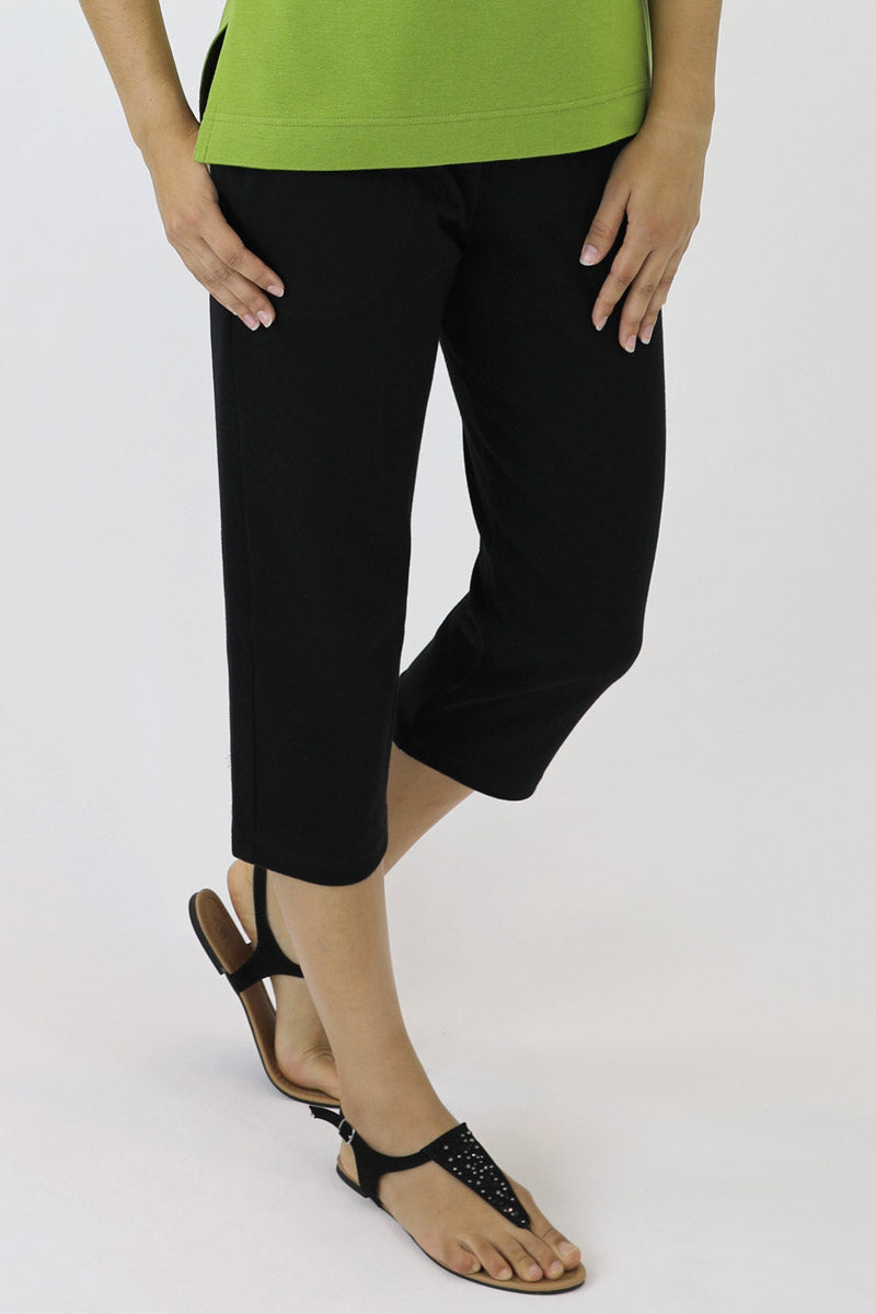 7/8 Length Cotton-Blend Women's Pants in Black & Navy