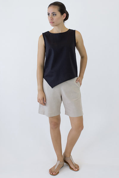 V Top Sleeveless with V Hem Front & Back
