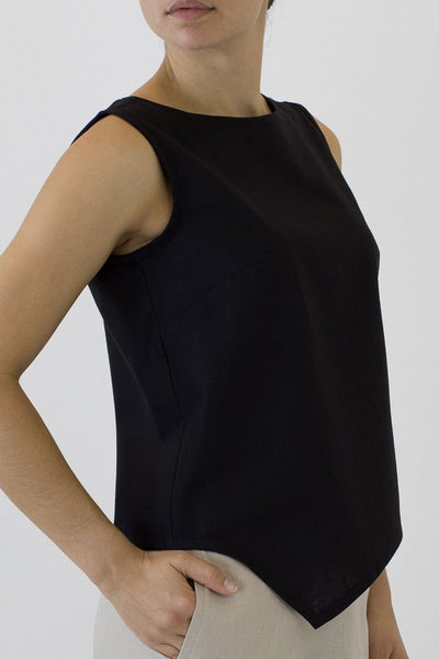 V Top Sleeveless with V Hem Front & Back