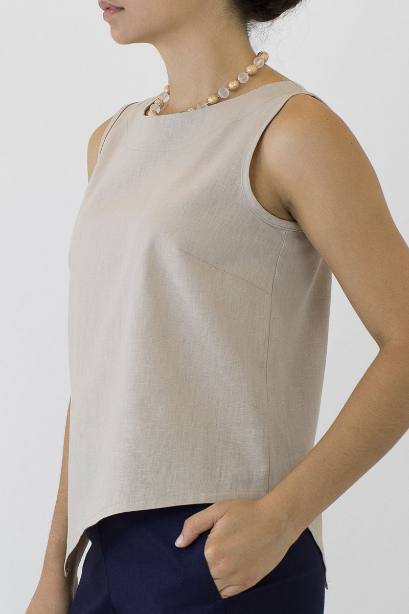 V Top Sleeveless with V Hem Front & Back