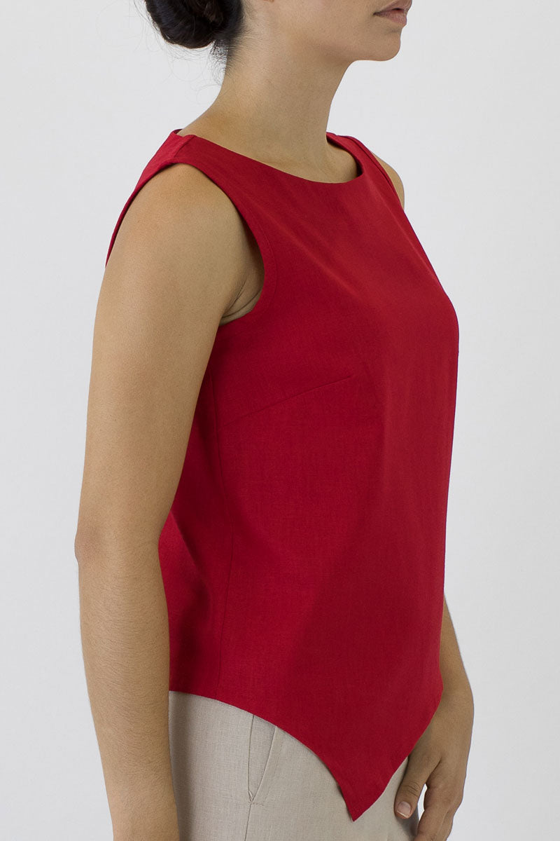 V Top Sleeveless with V Hem Front & Back