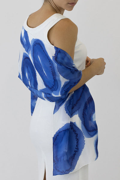 Silk Scarf - Blue Coral Polyps GBR-02