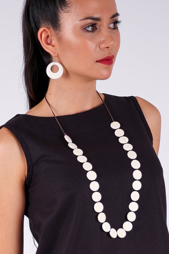 Necklace and Earring Set White CCX-55